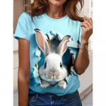 Mood Suvine Easter Bunny 3D Prinditud T-s&auml;rk Naiste T&auml;nav vabaaja Harajuku T-s&auml;rk Naiste Kaelusega T-s&auml;rk Topid Riided XS