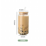 450/550 ml klaasist tass puidust kaane ja &otilde;lgedest reisi l&auml;bipaistva mulli teetassiga piima&otilde;llepurk Kokteilikruus joogiklaas 450-550ml