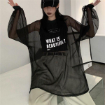 Suur number pikkade varrukatega T-s&auml;rgid naistele kirjadega tr&uuml;kitud lahtised vabaaja p&auml;ikesekaitsega jahedad Bf t&auml;navamood suvine v&otilde;rk suurte m&otilde;&otilde;tudega topid XL must