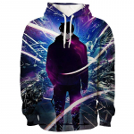 Harajuku Anime Solo Leveling Sung Jin Woo graafiline kapuutsiga pusa meestele, lahtised pikkade varrukatega dressipluusid, moodsad manga kapuutsid, meeste riided XL