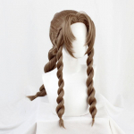 Aerith Gainsborou Cosplay Parukas M&auml;ng FFVII FF7 Aerith Pruun Pikk Punutud Parukas Kuumakindel S&uuml;nteetiline Juuksepikendus Parukad + Parukakate One Size