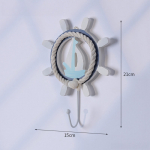 K&auml;sitsi valmistatud mereteemaline dekoor, rustikaalne t&auml;iesti valge dekoratiivne rool merit&auml;hega, konksuga Style 1 valge