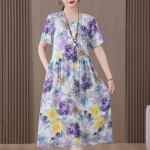 Suur number naiste suvine kleit elegantne lahtine l&uuml;hikeste varrukatega pikk kleit naiste vintage riided XL