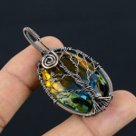 Bi Color Tourmaline Handmade Copper Wire Wrap Jewely Pendant 2.2 t1a40