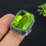 Peridot Handmade 925 Sterling Silver Jewelry Ring Size 9 z2w70