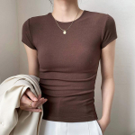 Valitud puuvillane aluss&auml;rk naistele l&uuml;hikeste varrukatega suveks Uus liibuv ja &otilde;huke, seksikas sisemine mitmek&uuml;lgne T-s&auml;rk top S