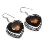 Natural Smoky Topaz Gemstone 925 Sterling Silver Jewelry Earring 1.69 o3u04
