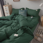 Pure Color voodipesu ja tekikott voodipesu Kahekordne neljaosaline &uuml;likond 220*240cm tumeroheline v&auml;rv