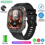 Uus nutikell GPS Spordimeeste Kompass LED Taskulamp K&otilde;rgusm&otilde;&otilde;tja Baromeeter Bluetooth-k&otilde;ne 3ATM Veekindel AMOLED-ekraan Nutikell 450mAh