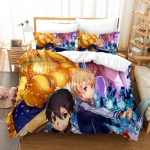 Sword Art Online Voodipesukomplekt 3D Tekikoti Komplektid Voodipesu &Uuml;he-, Kahe-, Kuninga-, &Uuml;hekohaline Suurus Kodu Dekoor Mood Laste Anime Ilma T&auml;idiseta EU Twin 135x200cm
