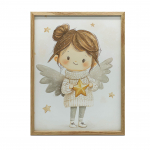 Uśmiechnięty Aniołek Z Gwiazdką Uśmiechnięty Aniołek Z Gwiazdką, 50X70 Cm, Rama Drewniana Jasny Dąb, Papier Matowy 230 Gsm 54