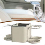 Car Armrest Storage Box Organizer with 4 Cup Holders Easy to Install Universal Tissue Holder