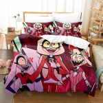 3D Prinditud Hazbin Hoteli Voodipesukomplekt &Uuml;hekohaline Kaksik T&auml;issuuruses Kuninganna Kuningas Suuruses Voodikomplekt T&auml;iskasvanud Laps Magamistuba Tekikotikomplektid AU Single(140x210cm)