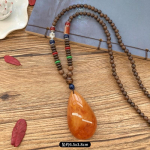 Retro kana tiiva puidust teise p&otilde;lvkonna vana mesilasvaha kaelakee meestele ja naistele mitmek&uuml;lgne merevaigust ripats pikk kampsunikett ripats