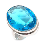 Natural Swiss Blue Topaz Gemstone 925 Sterling Silver Jewelry Ring Size 6 a3p36