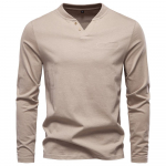 AIOPESON Kvaliteetne Meeste Pikkade Varrukatega T-s&auml;rk Mood Puhas Puuvill Henley Kraega Pikk T-s&auml;rk Mees Polera Manga Larga Hombre EUR M 65-75kg