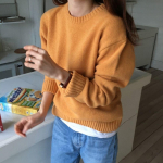 Talvine soe kootud O-kaelusega naiste kampsun Korea elegantsed lihtsad pulloverid Naistele lahtised pehmed rohelised naisteriided M