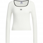 Adidas Originals Adicolor Fw24 S&uuml;gis-Talv Seeria Kitsas L&otilde;ige Ruudukujuline Kaelaosa Pikkade Varrukatega Kootud Top Naiste topid Han-Jade-Valge JM8055 M