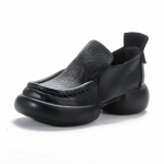 Mood 2024 Naturaalne Lehm Ehtne Nahk S&uuml;gis Suvi Naiste Mugavad Madalad Kingad Daamide Loaferid Slip-on Naiste Platvormkilpjalad Kingad 35 must