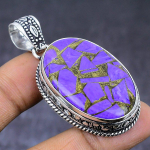 Copper Purple Turquoise gemstone 925 Steling Silver Jewelry Pendant 2.09