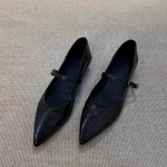 Lambanahk versioon~ Prantsuse temperamendiga lihtsa stiiliga Mary Jane kingad retro kuulsuse stiilis terava ninaga madala s&auml;&auml;rega s&otilde;naga rihmaga &uuml;ksikud kingad naistele 35