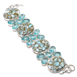 Natural Copper Larimar, Topaz Gemstone 925 Sterling Silver Bracelet 7-8 u7l77