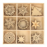 Set de Mini Formes - ARTEMIO - Flocons - 27 pcs - Bois naturel - Int&eacute;rieur roheline/looduslik