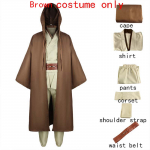 Obi Wan Kenobi Cosplay T&auml;iskasvanud Meeste Kapuutsiga R&uuml;&uuml; Jedi Ratsu Kost&uuml;&uuml;m Laku Tuunika Kost&uuml;&uuml;m Halloweeni R&uuml;&uuml; Kapuutsiga &Uuml;htne T&auml;iskomplekt S