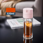 Klaastops Topeltkuumuskindel klaasist P&otilde;lemisvastane Avage kaas &uuml;he kl&otilde;psuga kaasaskantavad teevee eraldamise &auml;ritassid 320-400ml