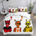 M&auml;ng Sprunki Voodipesukomplektid Lastele Poistele Uus 3D Tr&uuml;kiga Voodikate Tekikott Tekikoti Kate Padjap&uuml;&uuml;r T&auml;iskasvanute Magamistoa Kaunistus EU Twin(135x200cm) punane