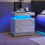 LED-&ouml;&ouml;laud - MUVOE - Valge - 2 sahtlit - Panipaigaga - Moodne disain valge