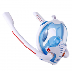 Snorgeldamismask Kahe toruga silikoonist t&auml;iskuiv sukeldumismask t&auml;iskasvanutele ujumismask sukeldumisprillid iseseisev veealune hingamisaparaat adults large white-blue