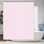 Triibuline du&scaron;ikardin: Roosad Valged Vertikaalsed Triibud, Veekindel Vannitoa Dekoor Koduseks Vannitoaks Suurus 72x84 (Valge n&ouml;&ouml;pn&otilde;elaga 90x180cm