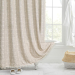 Jacquard linane tuttidega du&scaron;ikardin Nordic veekindlad paksud vannikardinad vannivanni vannikonksudega vannikate W90xH180cm white