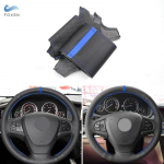 For BMW X3 F25 2011-2016 X5 F15 2013 2014 2015 2016 2017 Perforated Leather blue bar Hand-stitched Car Steering Wheel Cover Trim