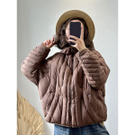 S&uuml;gis- ja talvine naiste &uuml;lisuur puhvis jakk, avara kapuutsiga kerge pardi sulemantel, soe parkiriietus One Size