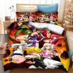 3D Prindiga Anime Seitse Surmapattu Voodipesukomplekt Poistele T&uuml;drukutele &Uuml;hekohaline Kuninganna Suurus Tekikott Padjap&uuml;&uuml;r Voodi Lapsed T&auml;iskasvanud Kodutekstiil EU Single(135*200cm)3pcs