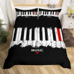 Muusikapiano klahvid Tekikate King Queen Klaverivoodipesukomplekt Moodne Muusikainstrument Tekikate Must ja Valge Tekikate EU Single(135*200cm)3pcs