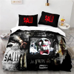 &Otilde;udusfilm Saw Voodipesukomplekt 3D Tekikate Padjap&uuml;&uuml;r Tekk Voodipesu Kuninganna Kuninga Suurus Tekikate Voodikomplekt AU Double(180*210cm)3pcs