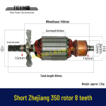 Zhejiang 350 Terasmootori Rootor 8 Hamba 355 L&otilde;ikemasin, 55MM L&auml;bim&otilde;&otilde;t, Raua L&otilde;ikemootor 02323.