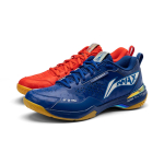 Li Ning Textile, Synthetic Leather Slip Resistant Abrasion Resistant Low top Badminton Shoes Unisex Blue Red AYAU005-2 45 blue