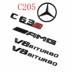 Autokleeps 3D Must C63S Logo T&auml;hed V8 BITURBO Embleem Auto Tagumine T&auml;hekleeps Pagasiruum AMG Embleem Mercedes Benz AMG W205 C205 A jaoks
