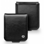 100% naturaalsest ehtsast nahast &uuml;mbris Samsung Galaxy Z Flip5 5G jaoks, esmaklassiline veisenaha rahakotiga &uuml;mbris Samsung Z Flip 5 jaoks Samsung Galaxy Z Flip 5 must