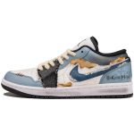 Jordan 1 Summutus Libisemisvastased Madalad Vintage Korvpallijalatsid Meeste Sinine Hall Valge 553558-132(TeamF-) 41