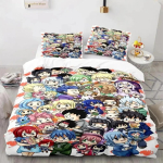 3D Prindiga Fairy Tail Anime Natsu Voodipesukomplekt Tekikott Voodikomplekt Tekikott Padjap&uuml;&uuml;r Tekk king Queen Suurus Poisid T&auml;iskasvanud 155x215cm 3pcs