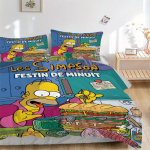 Simpsonid: Kesk&ouml;&ouml;pidus Voodipesukomplekt Tekikott Kingitus Magamistoa jaoks, Sisaldab 1 Tekikotti ja 2 Padjap&uuml;&uuml;ri, T&auml;idisetaB369 135x200cm