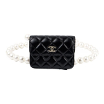 Chanel tepitud must lambanahast CC logoga miniklapikott p&auml;rliga kettsangaga naistele luksuslik igap&auml;evakasutus Basic Set (Bag+Dust Bag)