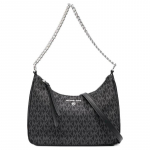 MICHAEL KORS &otilde;lakott Jet Set Charm presb&uuml;oopiline kogu pind tr&uuml;kitud metallist logo eemaldatav rihm nailon ja vasikanahk k&auml;es kantav crossbody naiste must must