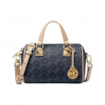 MICHAEL KORS Grayson Metallik T&otilde;mblukuga Kaetud L&otilde;uend Boston K&auml;epidemega &Otilde;la Crossbody Kott V&auml;ike Naiste Tume Sinine sinine