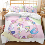 Kuum M&uuml;&uuml;k Multifilm &Uuml;kssarvik Lapsed T&uuml;drukud Roosa 3D Voodipesukomplekt Tekikott Voodipesu Loomatr&uuml;kiga Queen King Suurus Kodu Tekikotid US Queen(228x228cm)